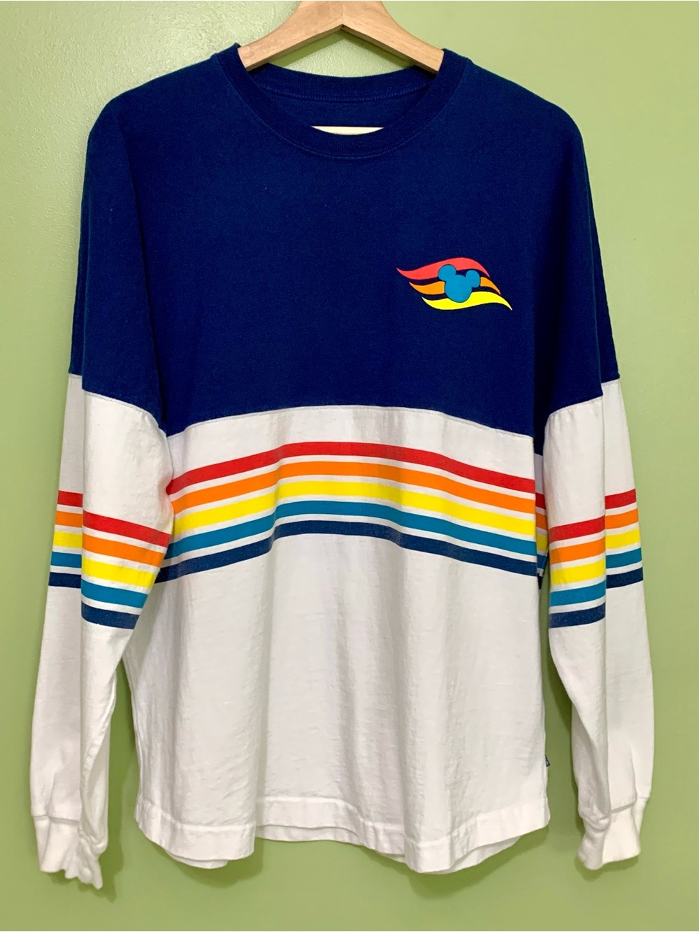 Disney Cruise Line Spirit Jersey Medium Rainbow Stripe Nautical Retro Iconic